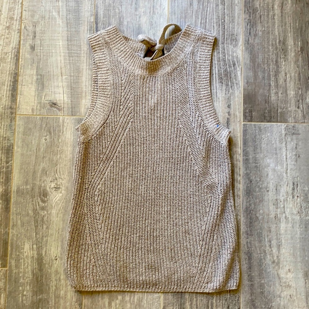 Mango taupe knit tank with tie at back of neck.  SiZe small